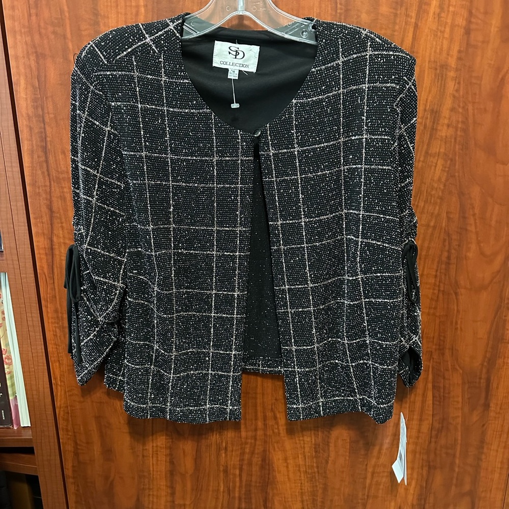 SD Collection Black and White Glitter Shrug